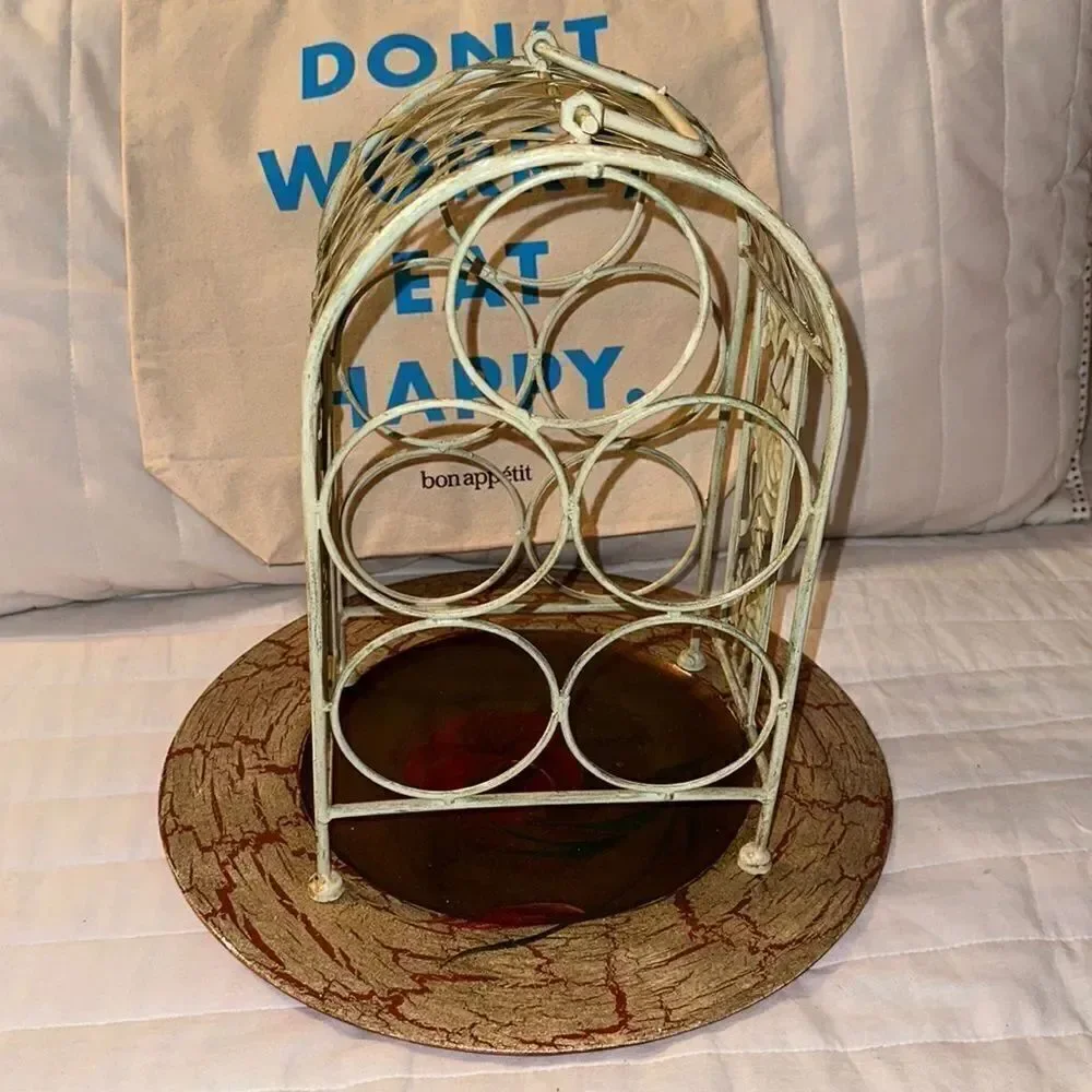 Vintage Shabby Chic Mint Green Wine Rack 5 Bottle Holder